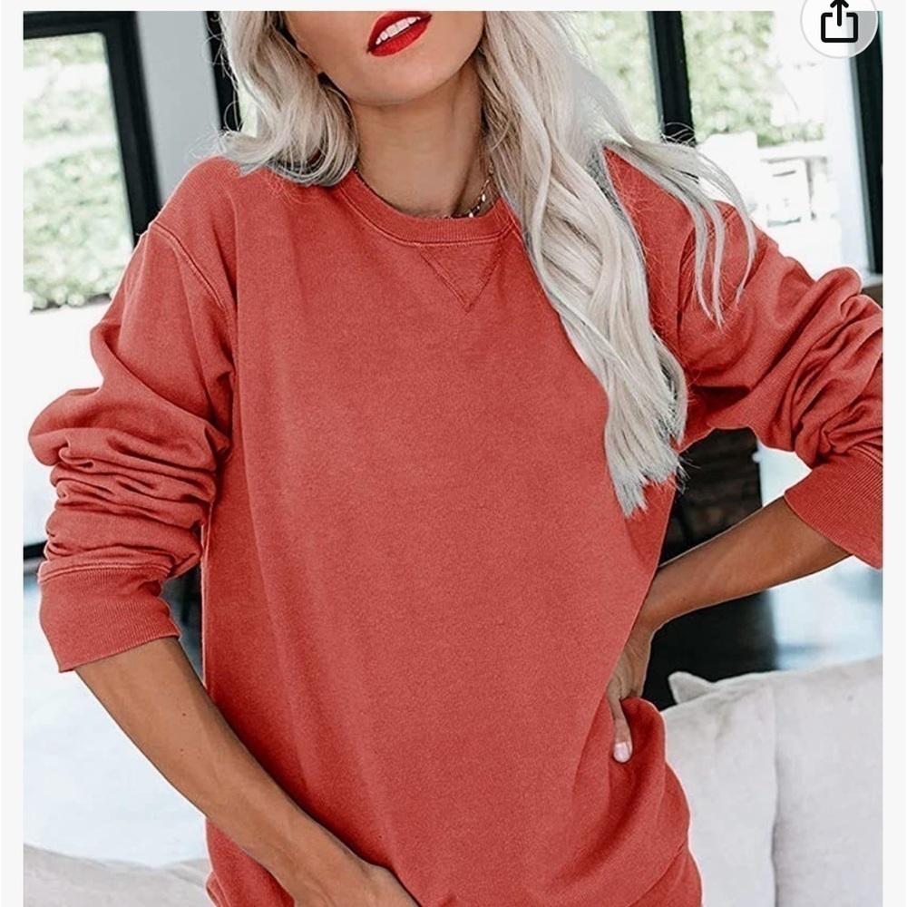 Casual Crewneck Sweatshirts Long Sleeve Cute Tunic Tops Loose Fitting Pullovers - Picture 1 of 7